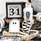 Halloween Decor Set - Potion Bottles, Bat Coffin, Ghost, Wood Signs & Bead Garland for Tiered Trays